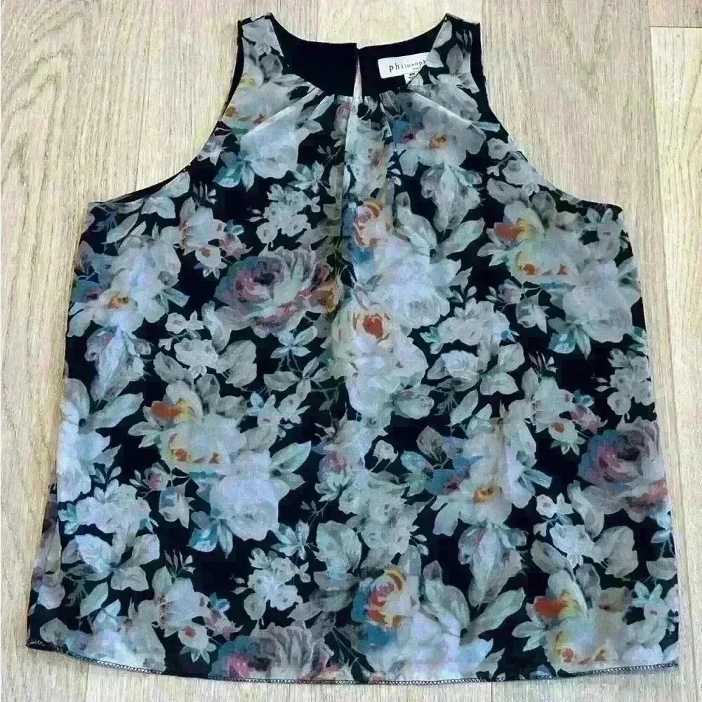 Philosophy Multicolored Floral Print Sleeveless Blouse Size Medium